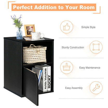 Set of 2 Nightstands with Storage, Modern End Tables for Bedroom or Living Room - Black