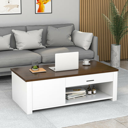 Multi-Storage Coffee Table with Compartments, Drawers, and Durable Wood Construction