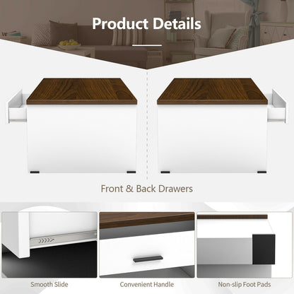 Multi-Storage Coffee Table with Compartments, Drawers, and Durable Wood Construction