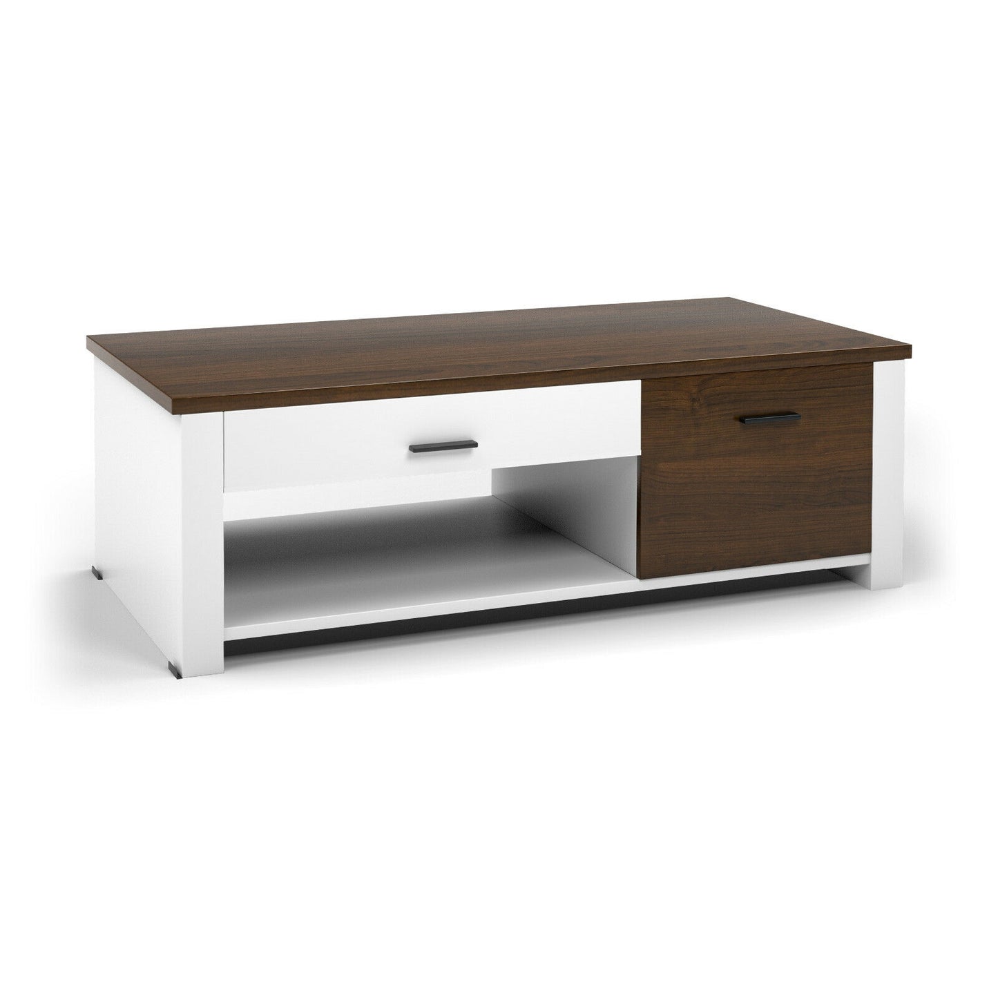 Multi-Storage Coffee Table with Compartments, Drawers, and Durable Wood Construction