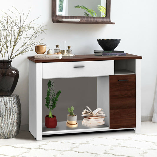Wood Console Table with Drawer Cabinet and Bottom Shelf for Entryway or Living Room