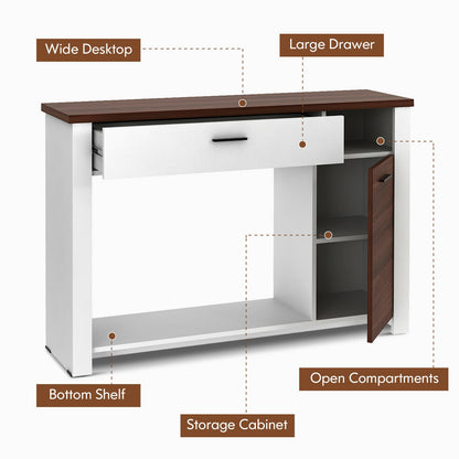 Wood Console Table with Drawer Cabinet and Bottom Shelf for Entryway or Living Room