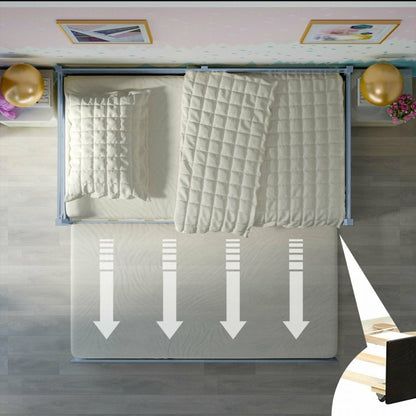 Space Saving Twin Daybed with Pull Out Trundle and Sturdy Wood Slat Frame - Grey