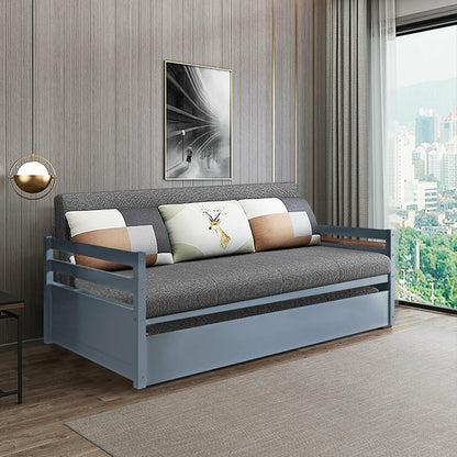 Space Saving Twin Daybed with Pull Out Trundle and Sturdy Wood Slat Frame - Grey