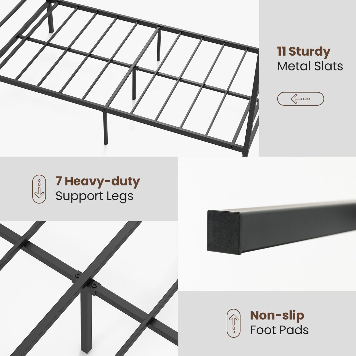 Elegant Metal Canopy Bed Frame with Slat Support – Twin Size