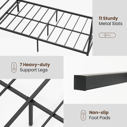Elegant Metal Canopy Bed Frame with Slat Support – Twin Size