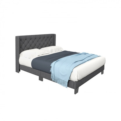 Upholstered Platform Bed with Button Tufted Headboard – Available in Twin, Full, and Queen Sizes