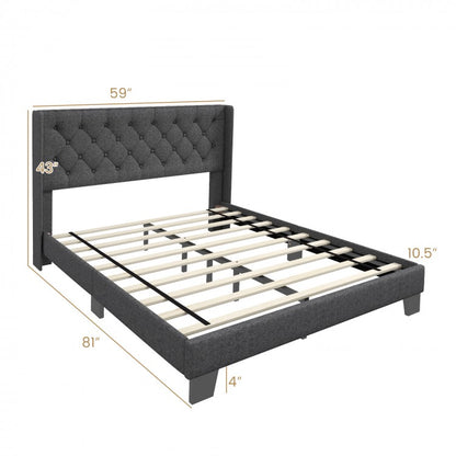 Upholstered Platform Bed with Button Tufted Headboard – Available in Twin, Full, and Queen Sizes