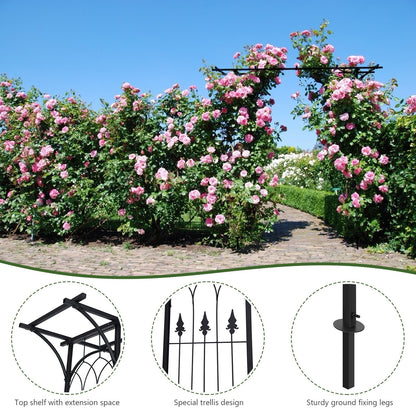 Durable 81 Inch Metal Garden Arch for Climbing Plants and Vines