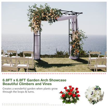 Durable 81 Inch Metal Garden Arch for Climbing Plants and Vines