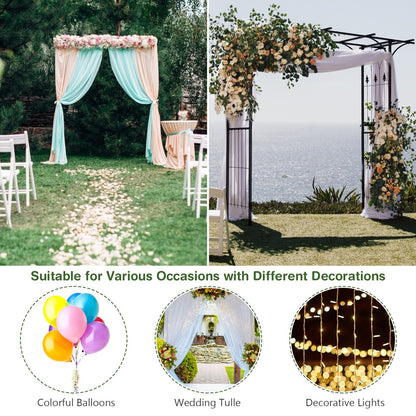 Durable 81 Inch Metal Garden Arch for Climbing Plants and Vines