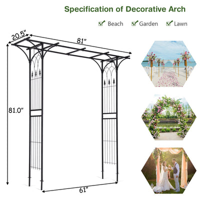 Durable 81 Inch Metal Garden Arch for Climbing Plants and Vines