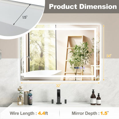 Smart LED Bathroom Mirror with Anti-Fog, Memory Function, and Adjustable Lighting