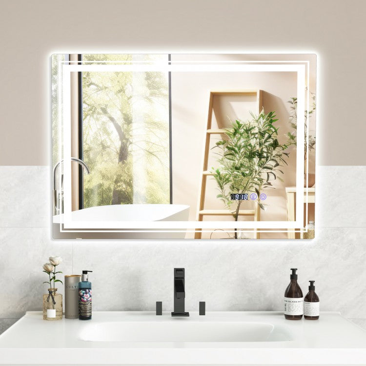 Smart LED Bathroom Mirror with Anti-Fog, Memory Function, and Adjustable Lighting