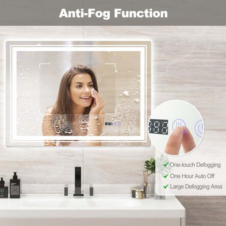 Smart LED Bathroom Mirror with Anti-Fog, Memory Function, and Adjustable Lighting