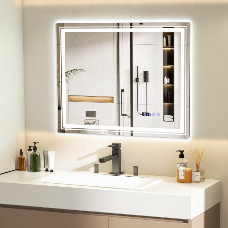 Smart LED Bathroom Mirror with Anti-Fog, Memory Function, and Adjustable Lighting