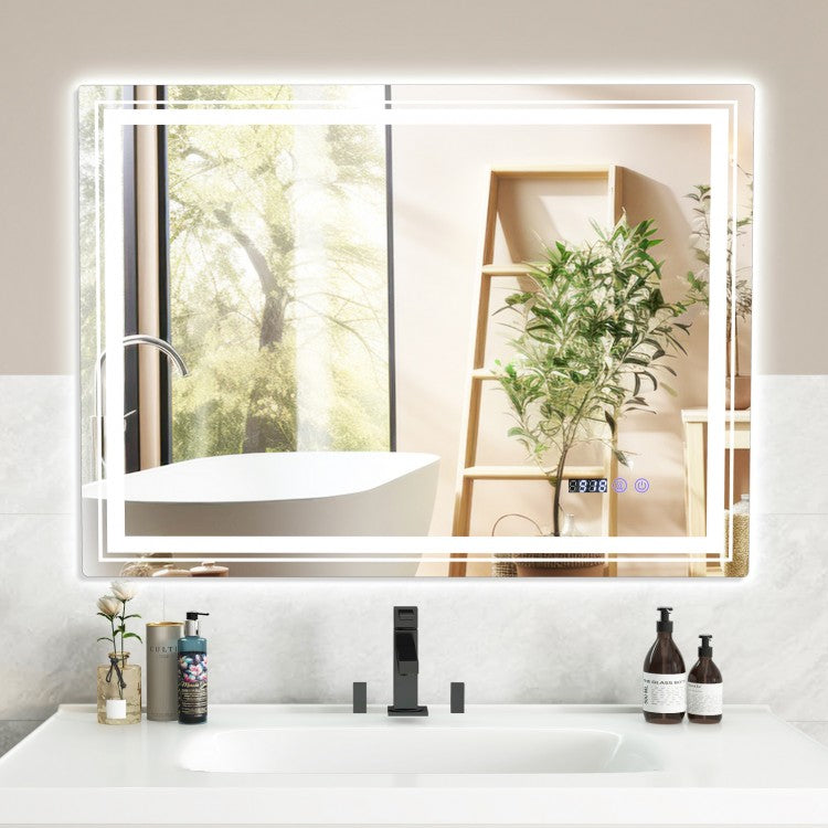 Smart LED Bathroom Mirror with Anti-Fog, Memory Function, and Adjustable Lighting