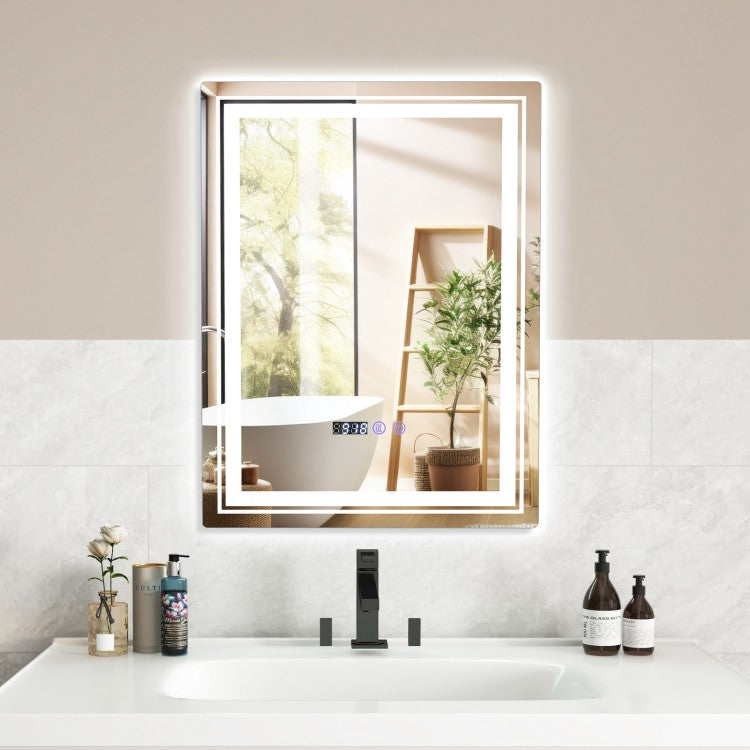 Smart LED Bathroom Mirror with Anti-Fog, Memory Function, and Adjustable Lighting