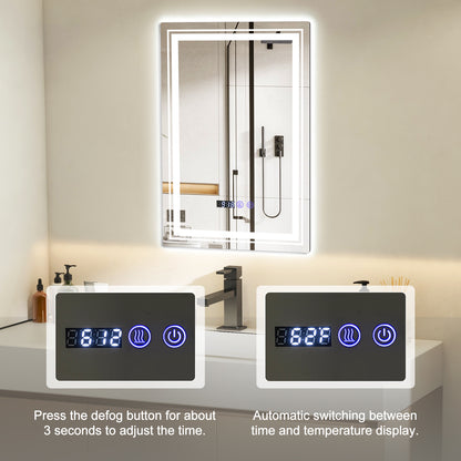 Smart LED Bathroom Mirror with Anti-Fog, Memory Function, and Adjustable Lighting