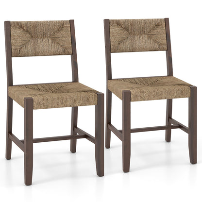 Boho Farmhouse Wooden Dining Chairs with Ergonomic Backrest and Comfortable Seat – Set of 2