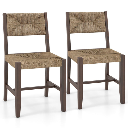 Boho Farmhouse Wooden Dining Chairs with Ergonomic Backrest and Comfortable Seat – Set of 2