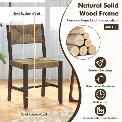 Boho Farmhouse Wooden Dining Chairs with Ergonomic Backrest and Comfortable Seat – Set of 2