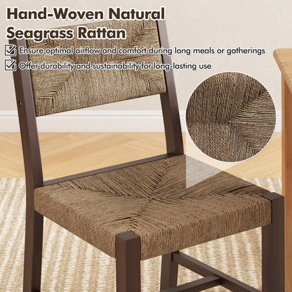 Boho Farmhouse Wooden Dining Chairs with Ergonomic Backrest and Comfortable Seat – Set of 2