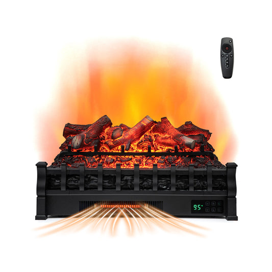 26 Inch Electric Fireplace Heater with Remote & Realistic Lemonwood Ember Bed