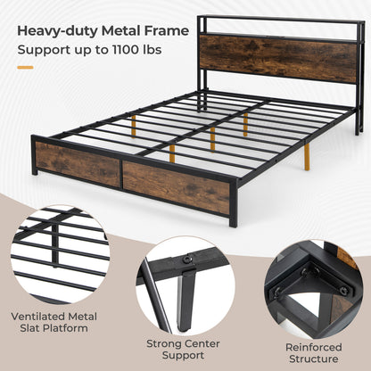 Smart LED Light Bed Frame with Storage Drawers - Queen Size
