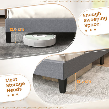 Elegant Queen Size Upholstered Platform Bed with Tufted Headboard in Grey