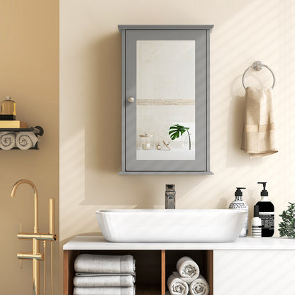 Wall-Mounted Bathroom Cabinet with Mirror and Adjustable Shelf