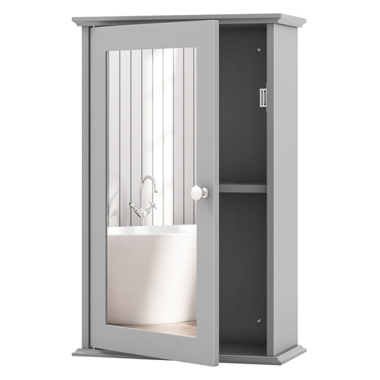 Wall-Mounted Bathroom Cabinet with Mirror and Adjustable Shelf