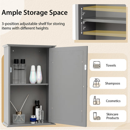 Wall-Mounted Bathroom Cabinet with Mirror and Adjustable Shelf