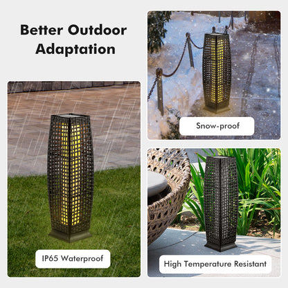 2 Pack Solar-Powered Wicker Floor Lamps with Auto LED Lighting - Black