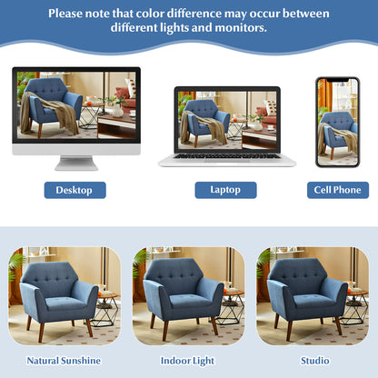Elegant Tufted Accent Chair with Solid Wood Frame in Blue
