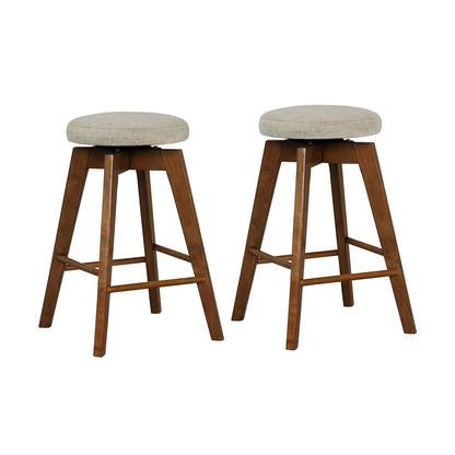 26 Inch Swivel Bar Stools Set of 2 with Backless Design and Linen Cushions