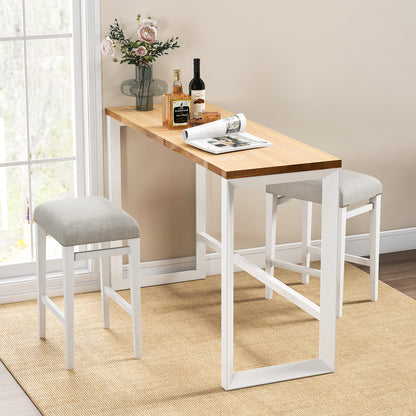 Backless 24.5 Inch Bar Stools Set of 2 with Thick Padded Seats and Sturdy Wooden Legs