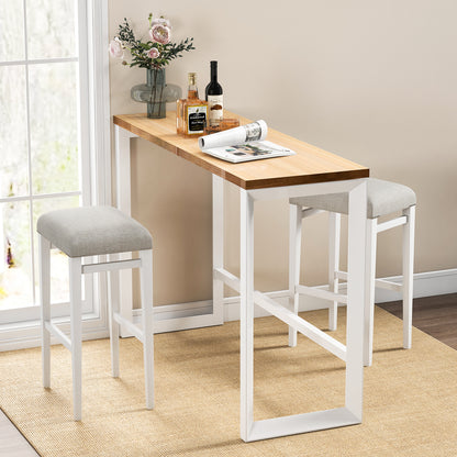 Backless 29.5 Inch Bar Stools Set of 2 with Thick Padded Seats and Sturdy Wooden Legs