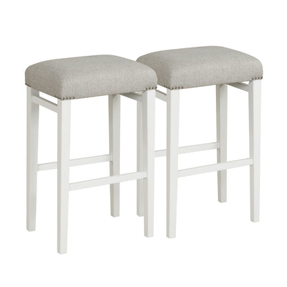 Backless 29.5 Inch Bar Stools Set of 2 with Thick Padded Seats and Sturdy Wooden Legs