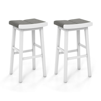 Set of 2 31.5 Inch Counter Height Saddle Bar Stools with Soft Padded Seats and Backless Design