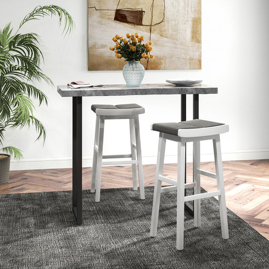 Set of 2 31.5 Inch Counter Height Saddle Bar Stools with Soft Padded Seats and Backless Design