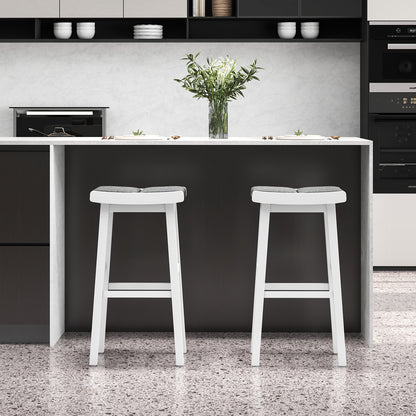 Set of 2 31.5 Inch Counter Height Saddle Bar Stools with Soft Padded Seats and Backless Design
