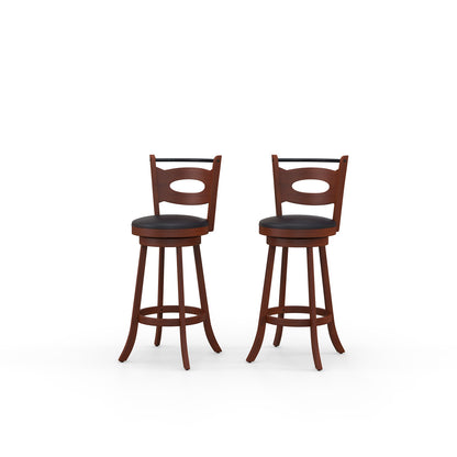 Counter Height Bar Stools Set of 2 with 360° Swivel and Curved Back, 29 Inch Upholstered Seat