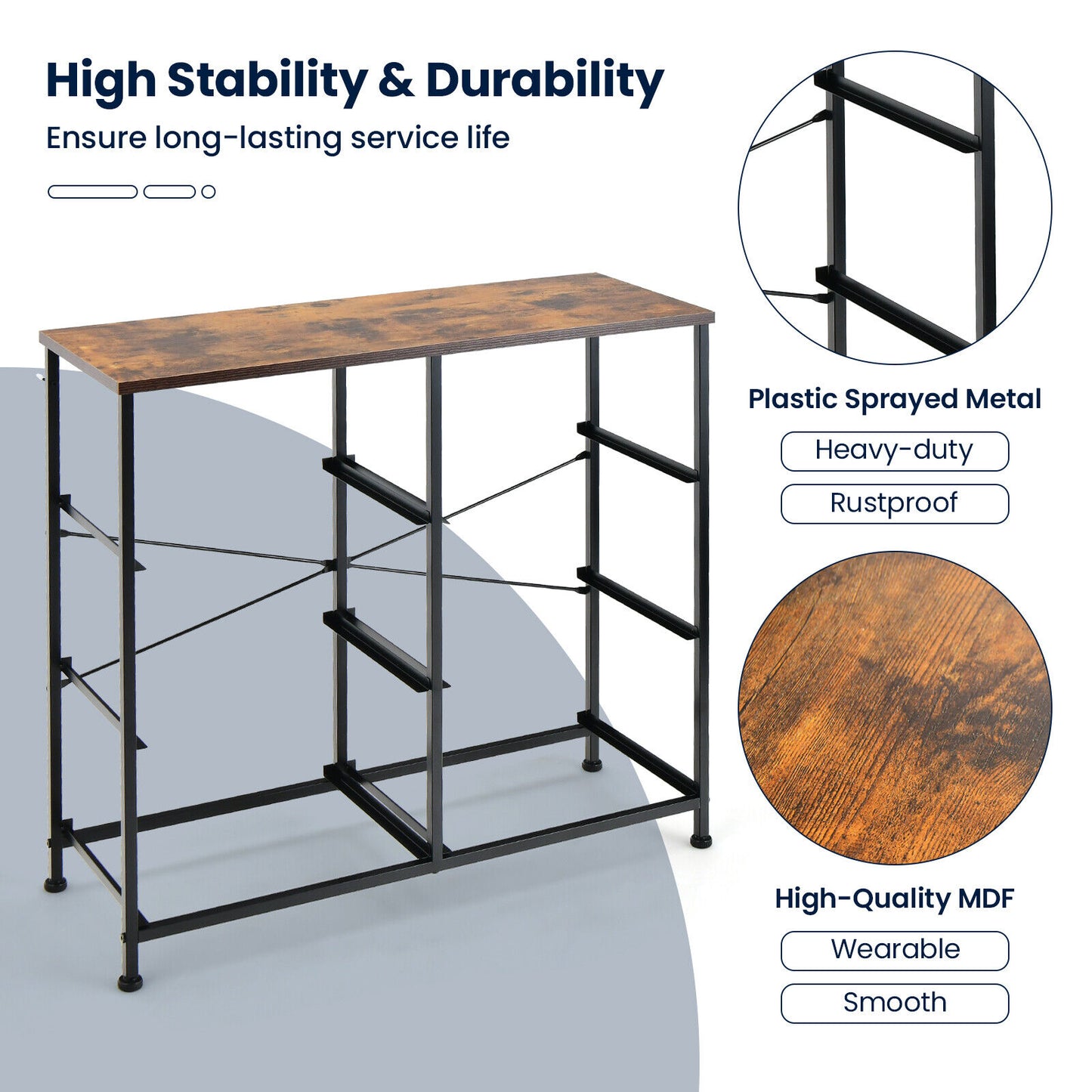 6 Drawer Fabric Dresser with Wide Top and Metal Frame, Rustic Storage Organizer with Anti-Tip Safety for Bedroom or Living Room