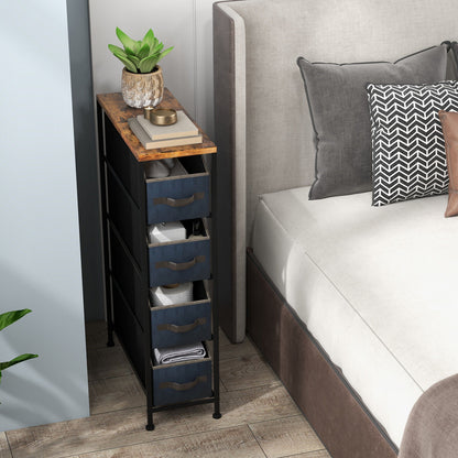 Slim 4 Drawer Fabric Dresser with Metal Frame, Narrow Vertical Storage Tower for Small Spaces