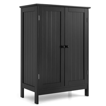 Modern Bathroom Floor Storage Cabinet with Double Doors & Adjustable Shelves