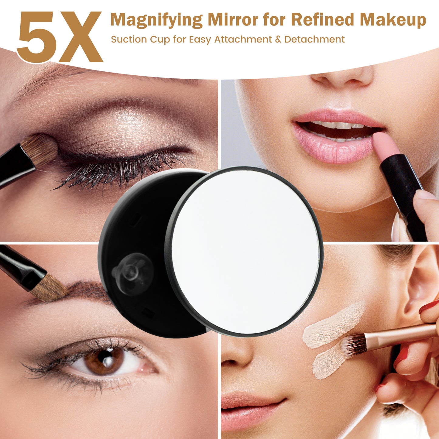 LED Vanity Makeup Mirror with 360° Rotation, 3 Color Lighting Modes & Touch Control