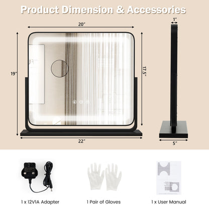 LED Vanity Makeup Mirror with 360° Rotation, 3 Color Lighting Modes & Touch Control