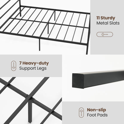 Elegant Metal Canopy Bed Frame with Slat Support – Queen Size