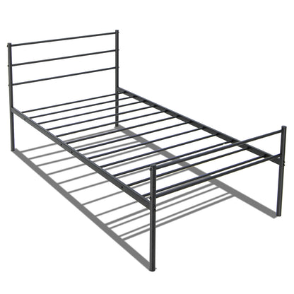 Modern Twin Size Metal Platform Bed Frame with Stylish Headboard – Black